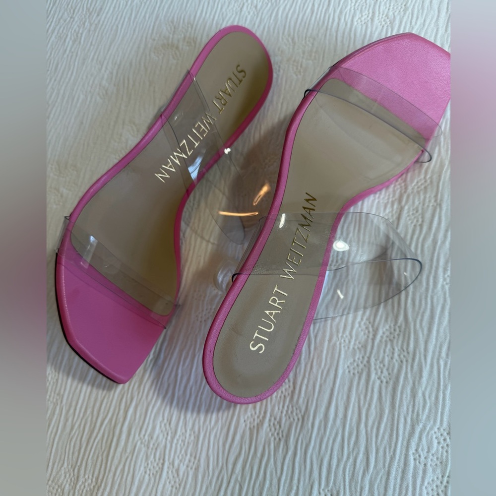 Stuart Weitzman Heels Shoes Sandals pink clear size 7.5 - Picture 7 of 12
